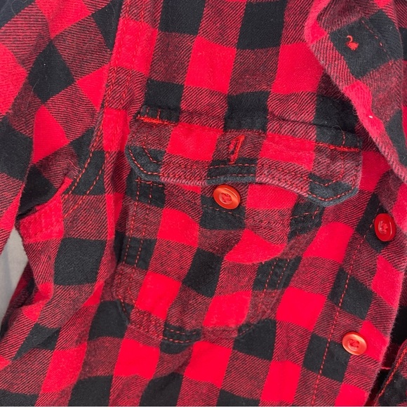 Wonder Nation Large 10/12 Girls Red and Black Plaid Button Down Long Sleeve - Picture 3 of 8